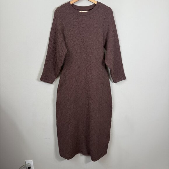 Free People Gabby Seamless Midi Dress Women's M/L Chocolate Brown Textured NWT - Picture 6 of 16